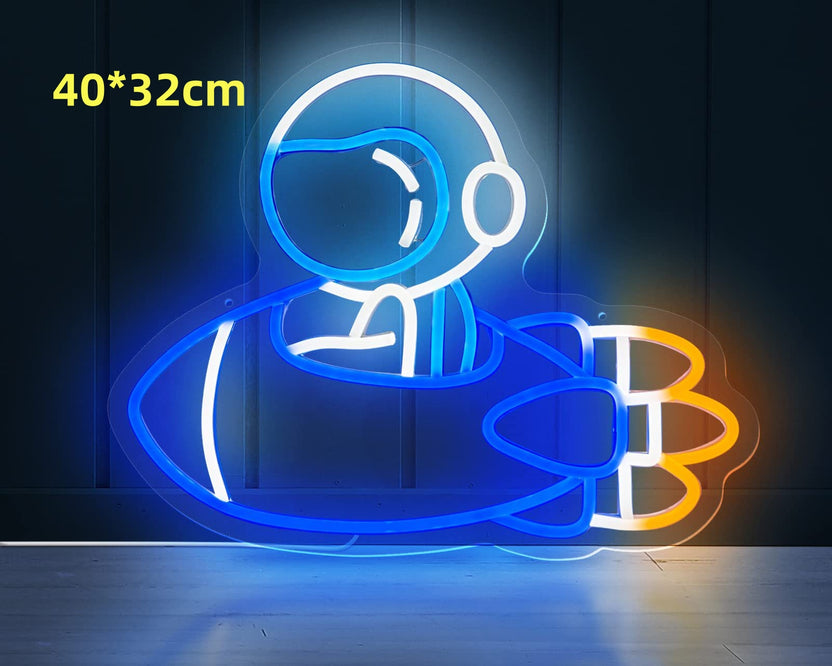 Space Neon Wall Art Signs — Astronaut, Rocket, UFO & Planet Neon Lights ...