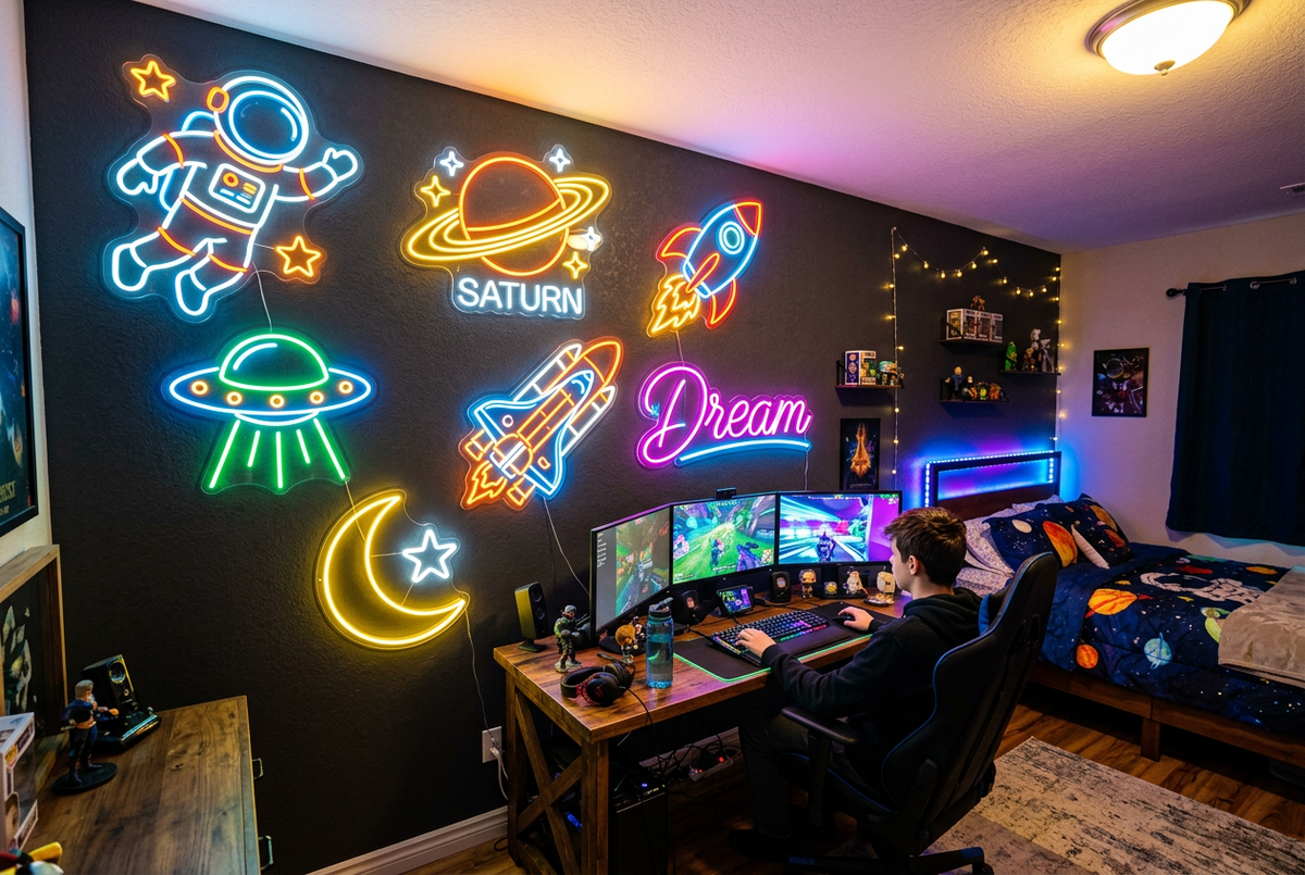 Space Neon Collection — Gamer Den Gallery Wall